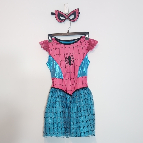Girl's Marvel Spider Man Halloween Costume Dress Pink Blue - Picture 1 of 7